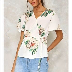 NWT All Together Now White Wrap Blouse, Size M.